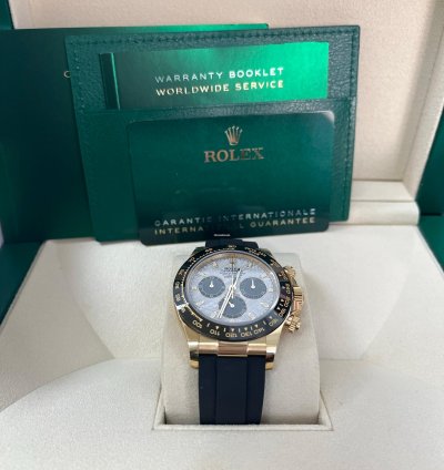 Rolex Daytona 40 Watch - Meteorite And Black Index Dial - Black Oysterflex Strap 116518ln