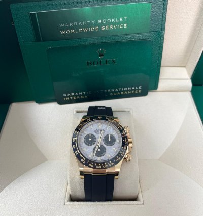 Rolex Daytona 40 Watch - Meteorite And Black Index Dial - Black Oysterflex Strap 116518ln