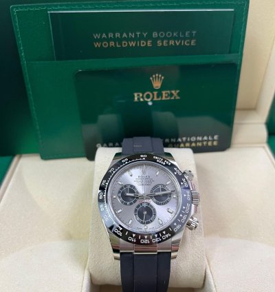 Rolex Daytona 40 White Gold Steel Grey Index Dial Black Sub-dials Oysterflex 116519ln