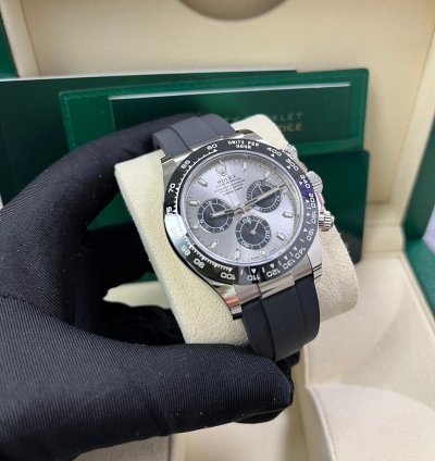 Rolex Daytona 40 White Gold Steel Grey Index Dial Black Sub-dials Oysterflex 116519ln