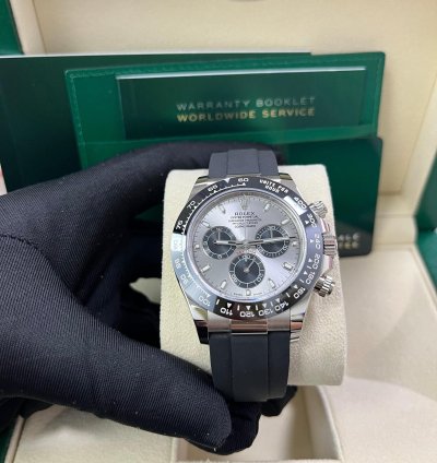 Rolex Daytona 40 White Gold Steel Grey Index Dial Black Sub-dials Oysterflex 116519ln