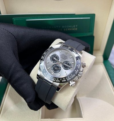 Rolex Daytona 40 White Gold Steel Grey Index Dial Black Sub-dials Oysterflex 116519ln