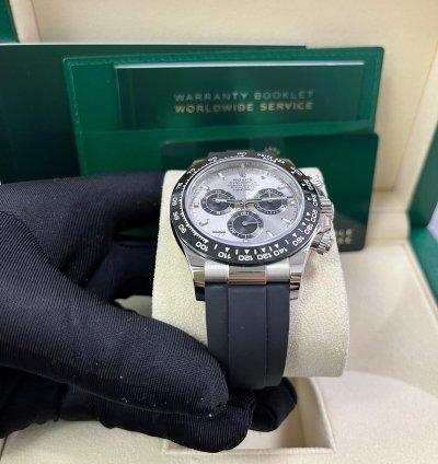 Rolex Daytona 40 White Gold Steel Grey Index Dial Black Sub-dials Oysterflex 116519ln