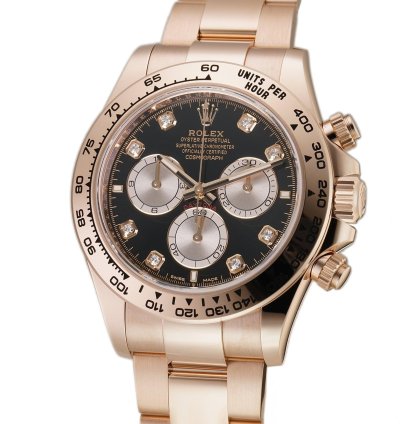 Rolex Daytona 40mm 18k Everose Gold Black Diamond Dial Cal 4131