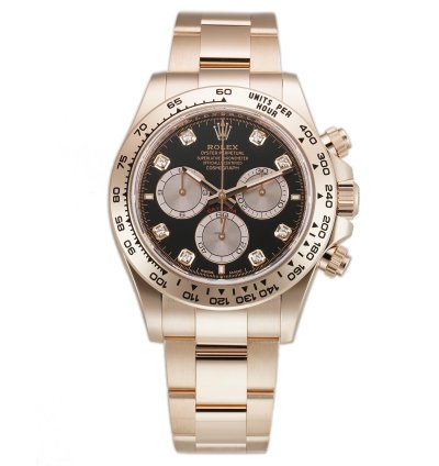 Rolex Daytona 40mm 18k Everose Gold Black Diamond Dial Cal 4131