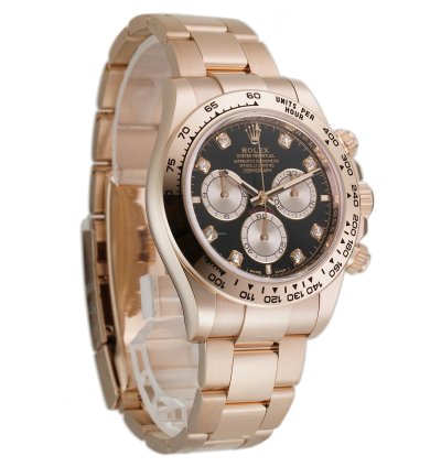 Rolex Daytona 40mm 18k Everose Gold Black Diamond Dial Cal 4131