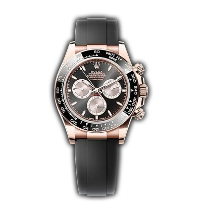 Rolex Daytona 40mm 18k Everose Gold Ceramic Bezel Black And Sundust Dial Oysterflex