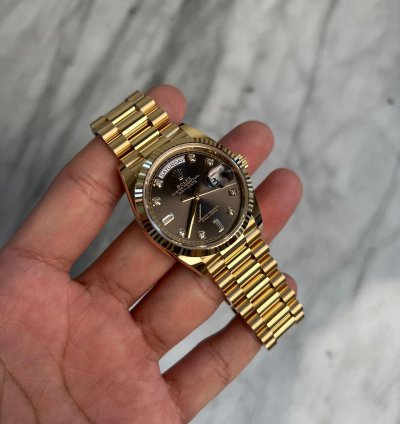 Rolex Day-date 36 Yellow Gold President Grey Diamonds
