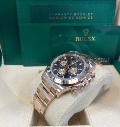 Rolex Daytona 40mm 18k Rose Gold Black Index Cosmograph Dial Rose Sub-dials 116505