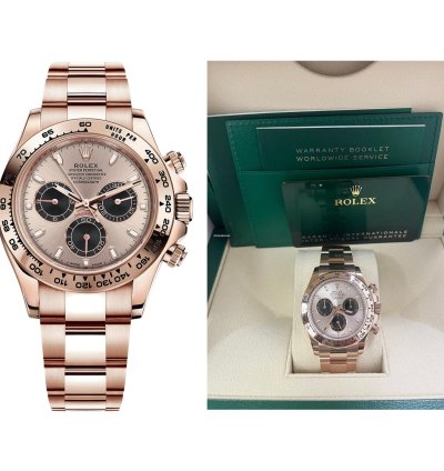 Rolex Daytona 40mm 18k Rose Gold Pink Index Cosmograph Dial Black Sub-dials 116505