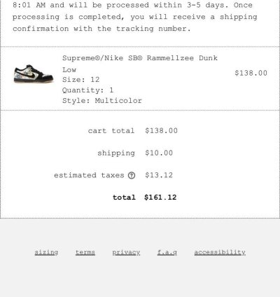 Supreme Nike Sb Rammellzee Dunk Low Size 12 Multicolor