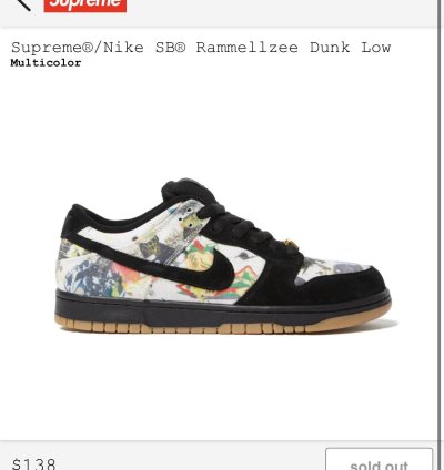 Supreme Nike Sb Remmellezee Dunk Low