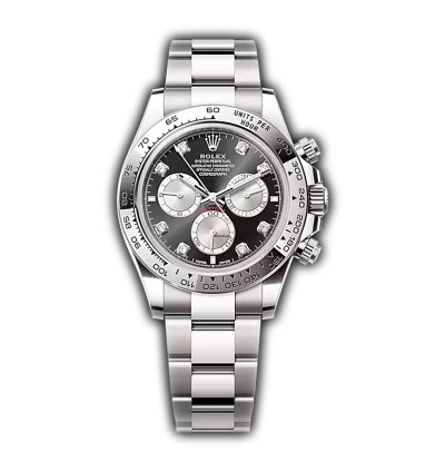 Rolex Daytona 40mm 18k White Gold Black And Steel Diamond Dial Oyster Bracelet Caliber 4131