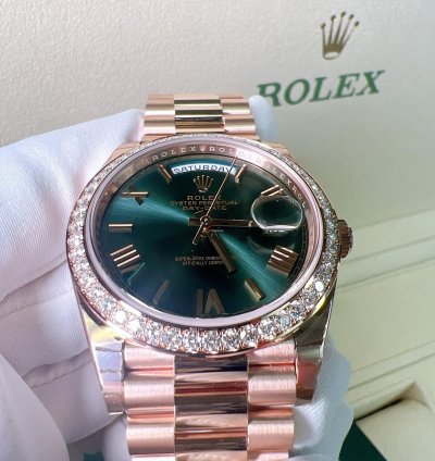 Rolex Day-date 40 2025 New Day-date 40 Everose Gold Olive Green Roman