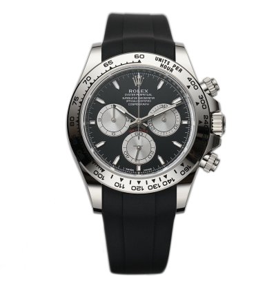 Rolex Daytona 40mm 18k White Gold Black Dial Caliber 4131 With Rubberb