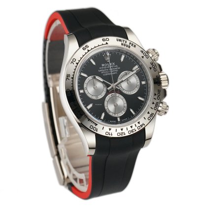 Rolex Daytona 40mm 18k White Gold Black Dial Caliber 4131 With Rubberb