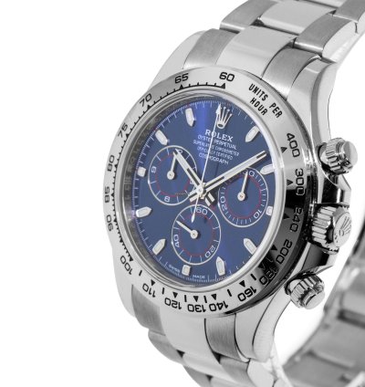 Rolex Daytona 40mm 18k White Gold Blue Dial White Gold Bezel 116509