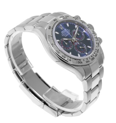 Rolex Daytona 40mm 18k White Gold Blue Dial White Gold Bezel 116509