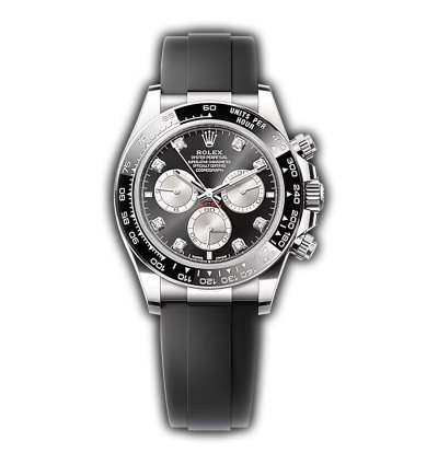 Rolex Daytona 40mm 18k White Gold Ceramic Bezel Black And Steel Diamond Dial