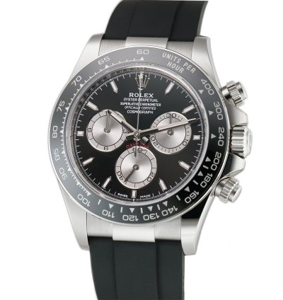 Rolex Daytona 40mm 18k White Gold Ceramic Bezel Black Dial Oysterflex Caliber 4131