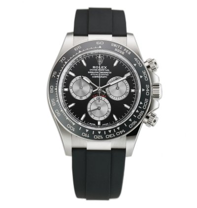 Rolex Daytona 40mm 18k White Gold Ceramic Bezel Black Dial Oysterflex Caliber 4131