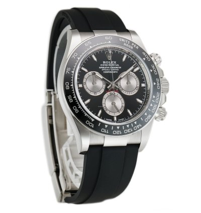 Rolex Daytona 40mm 18k White Gold Ceramic Bezel Black Dial Oysterflex Caliber 4131