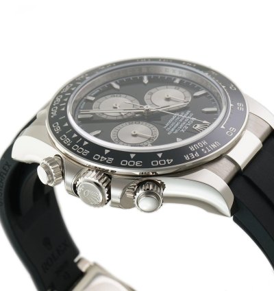 Rolex Daytona 40mm 18k White Gold Ceramic Bezel Black Dial Oysterflex Caliber 4131