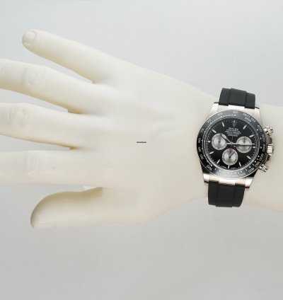 Rolex Daytona 40mm 18k White Gold Ceramic Bezel Black Dial Oysterflex Caliber 4131