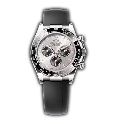 Rolex Daytona 40mm 18k White Gold Ceramic Bezel Steel And Black Dial Oysterflex