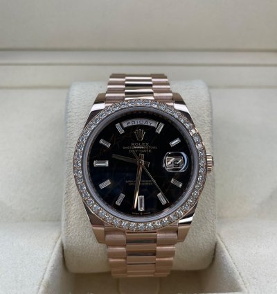 Rolex Day-date 40 rose Gold Eisenkiesel Rbr Diamond Bezel