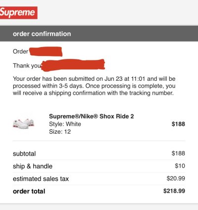 Supreme Nike Shox Ride 2 - White - Us 12