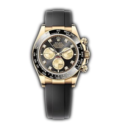 Rolex Daytona 40mm 18k Yellow Gold Black Gold Diamond Dial Oysterflex