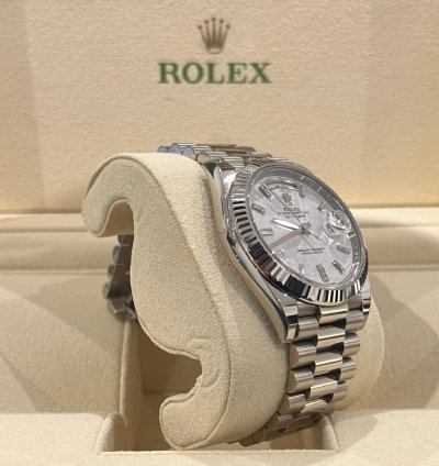 Rolex Day-date 40 2021 White Gold Day-date 40 Factory Meteorite Baguette Diamond Dial Box Papers 228239