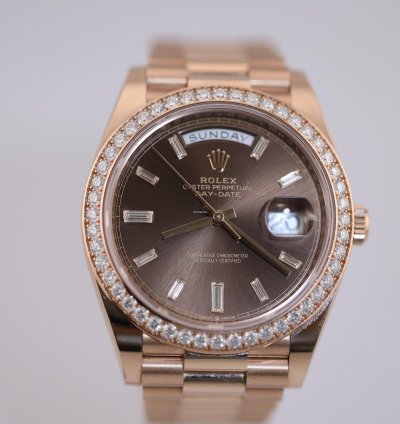 Rolex Day-date 40 2023 Day Date 40 Rbr Rose Gold Chocolate Baguette Dial Rbr 228345rbr