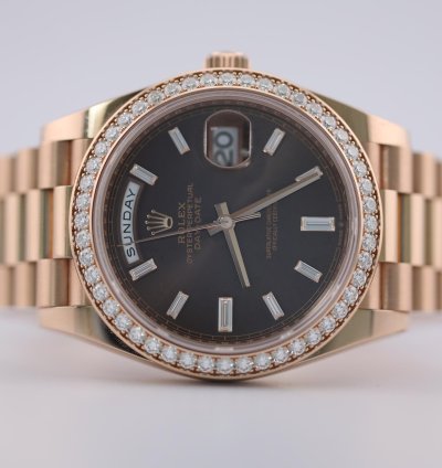 Rolex Day-date 40 2023 Day Date 40 Rbr Rose Gold Chocolate Baguette Dial Rbr 228345rbr