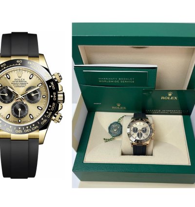 Rolex Daytona 40mm Champagne Dial With Black Subdials Black Oysterflex Strap 116518ln