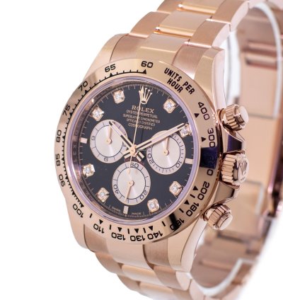 Rolex Daytona 40mm Everose Gold Black Dial Gold Bezel 126505