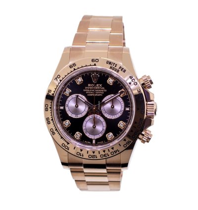 Rolex Daytona 40mm Everose Gold Black Dial Gold Bezel 126505