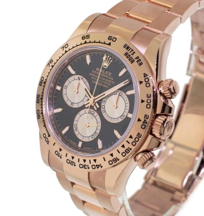 Rolex Daytona 40mm Everose Gold Black Index Dial Gold Bezel 126505