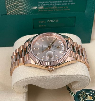 Rolex Day-date 40 2023 Day-date 40mm Factory Diamond Dial 18k Rose Gold Unworn In Stock