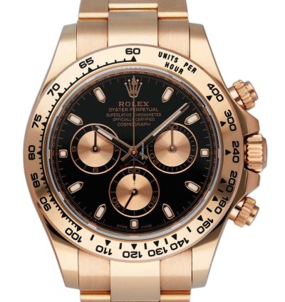 Rolex Daytona 40mm Rose Gold Black Index Cosmograph Dial Rose Sub-dial 116505