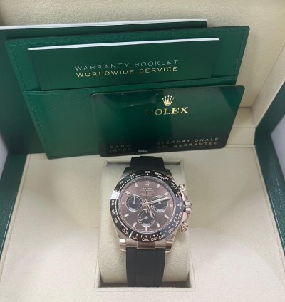 Rolex Daytona 40mm Rose Gold Chocolate Index Dial Oyster Flex 116515ln