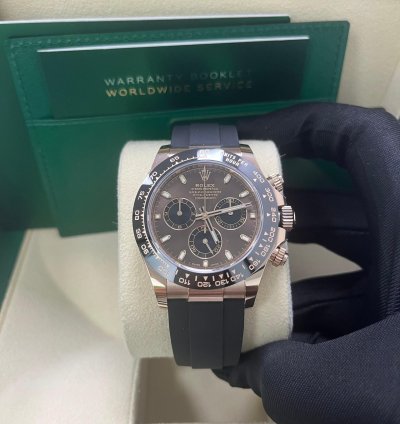 Rolex Daytona 40mm Rose Gold Chocolate Index Dial Oyster Flex 116515ln