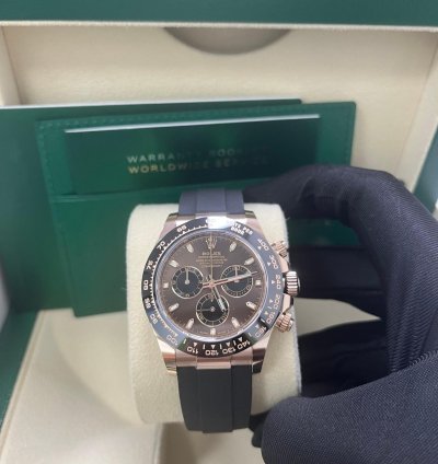 Rolex Daytona 40mm Rose Gold Chocolate Index Dial Oyster Flex 116515ln