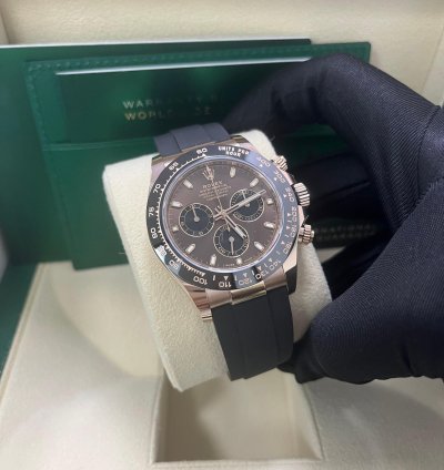 Rolex Daytona 40mm Rose Gold Chocolate Index Dial Oyster Flex 116515ln