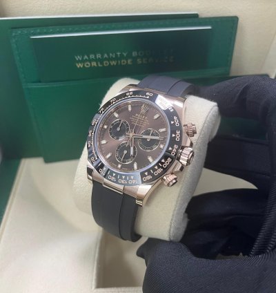 Rolex Daytona 40mm Rose Gold Chocolate Index Dial Oyster Flex 116515ln