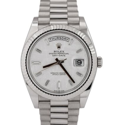 Rolex Day-date 40 2023 New Papers Rolex Day-date 40mm Factory Meteorite Baguette Gold 228239 Box