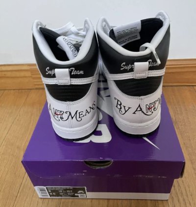 Supreme Sb Dunk High By Any Means Black White Red Size 8