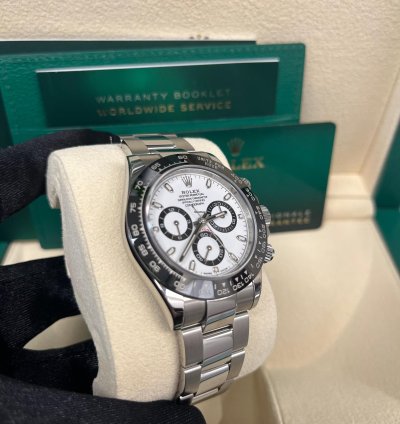 Rolex Daytona 40mm Stainless Steel White Panda Index Dial Ceramic Bezel 116500ln