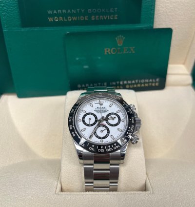 Rolex Daytona 40mm Stainless Steel White Panda Index Dial Ceramic Bezel 116500ln